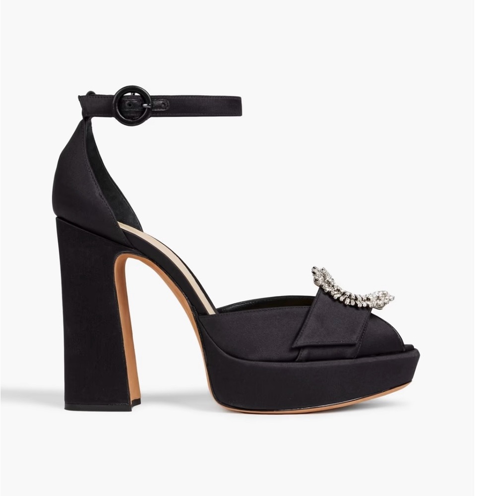 Alexandre Birman Elegant  Black satin Women's Platform Heels